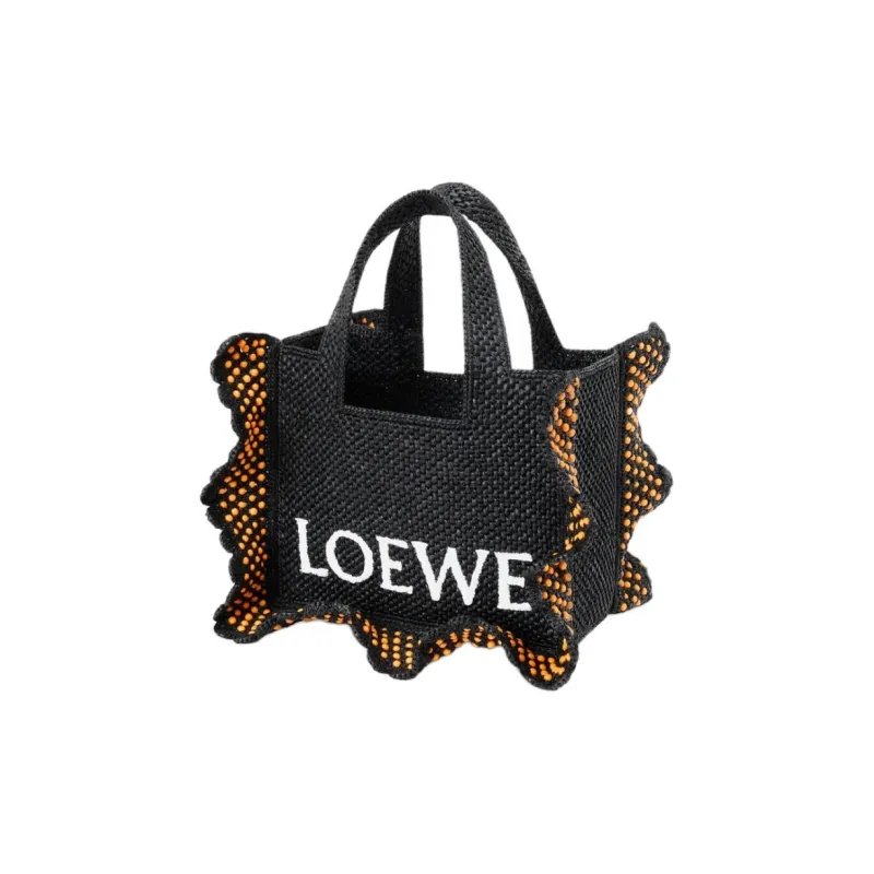 LOEWE Font Tote Raffia Tote Bag, Shopping Bag, Handbag Trumpets Women's Black-2
