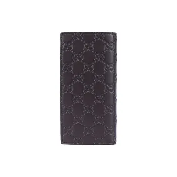 GUCCI Signature Cow Leather Wallet Men's Dark Brown