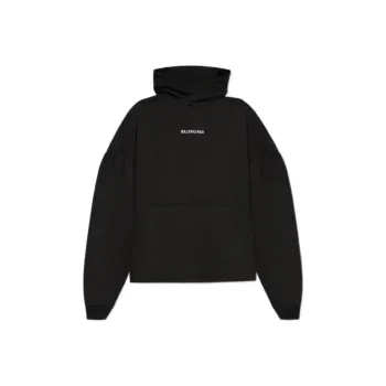 Balenciaga Cropped Hoodie 'Black/White'