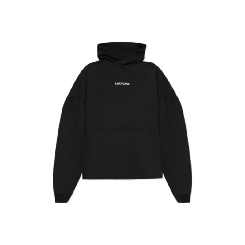 Balenciaga Cropped Hoodie 'Black/White'-0