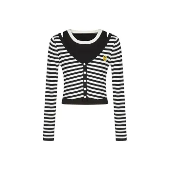 N ONE Knitwear Women's Black White Stripes