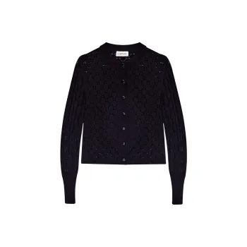 Lanvin Button-Up Openwork Knitted Cardigan