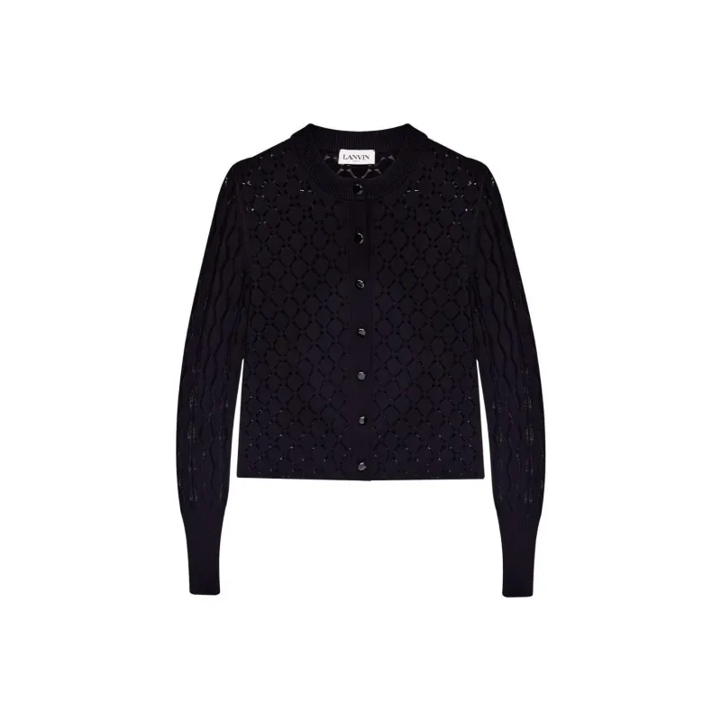 Lanvin Button Up Openwork Knitted Cardigan-0