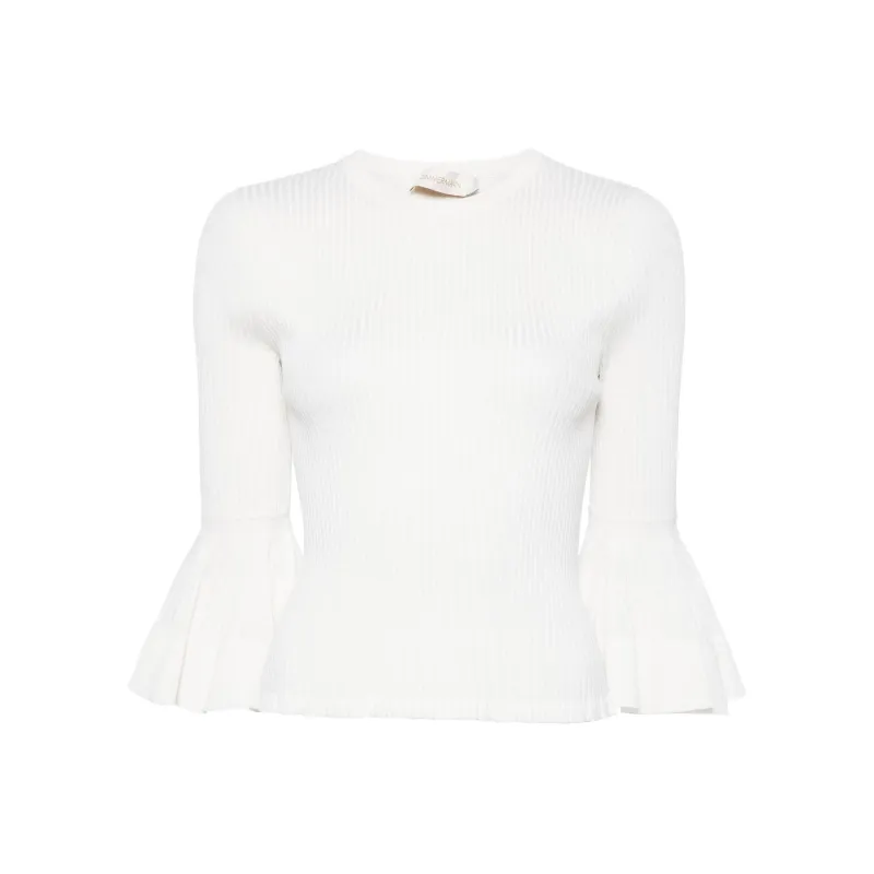 Zimmermann Natura Knitted Ruffled Top-0