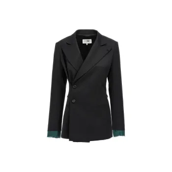 MM6 Maison Margiela Double Breasted Frayed Blazer