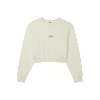 Victoria's Secret PINK IVY FLEECE YOKE SEAMCREW SWEATSHIRT/Creamer Floral Sweatshirt Women's Cream
