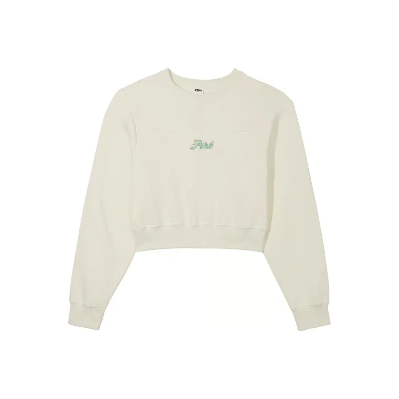 Victoria's Secret PINK IVY FLEECE YOKE SEAMCREW SWEATSHIRT/Creamer Floral Sweatshirt Women's Cream-0