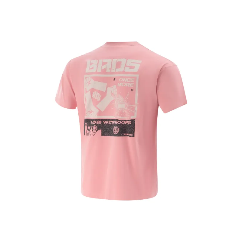 LiNing Basketball Collection T Shirt Men's Apricot Pink-1