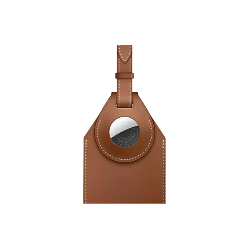 HERMES Apple AirTag Swift Calfskin Luggage Tag Unisex 37 Gold Brown-3