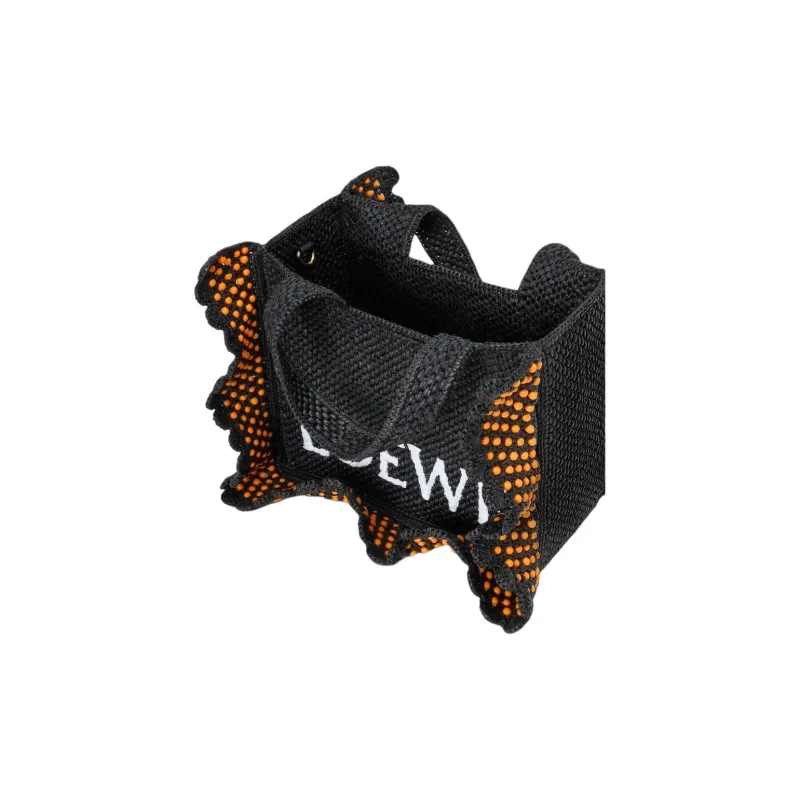 LOEWE Font Tote Raffia Tote Bag, Shopping Bag, Handbag Trumpets Women's Black-5