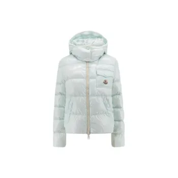 Moncler Logo Patch Zip Up Puffer Jacket