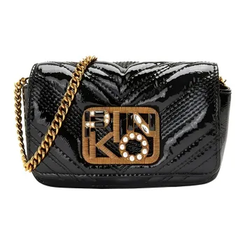 PINKO EXOTICS Leather Chain Bag Swan Bag Crossbody Bag Shoulder Bag Mini Women's Black