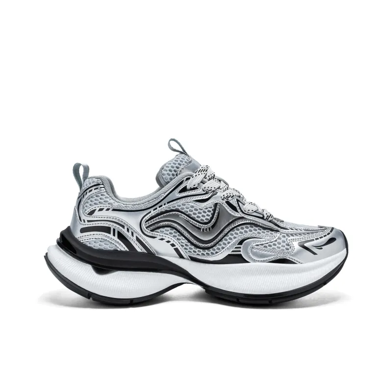 JEEP SPIRIT Slip Resistant, Breathable, Lightweight Low Top Chunky Sneakers Men's Premium Silver-1