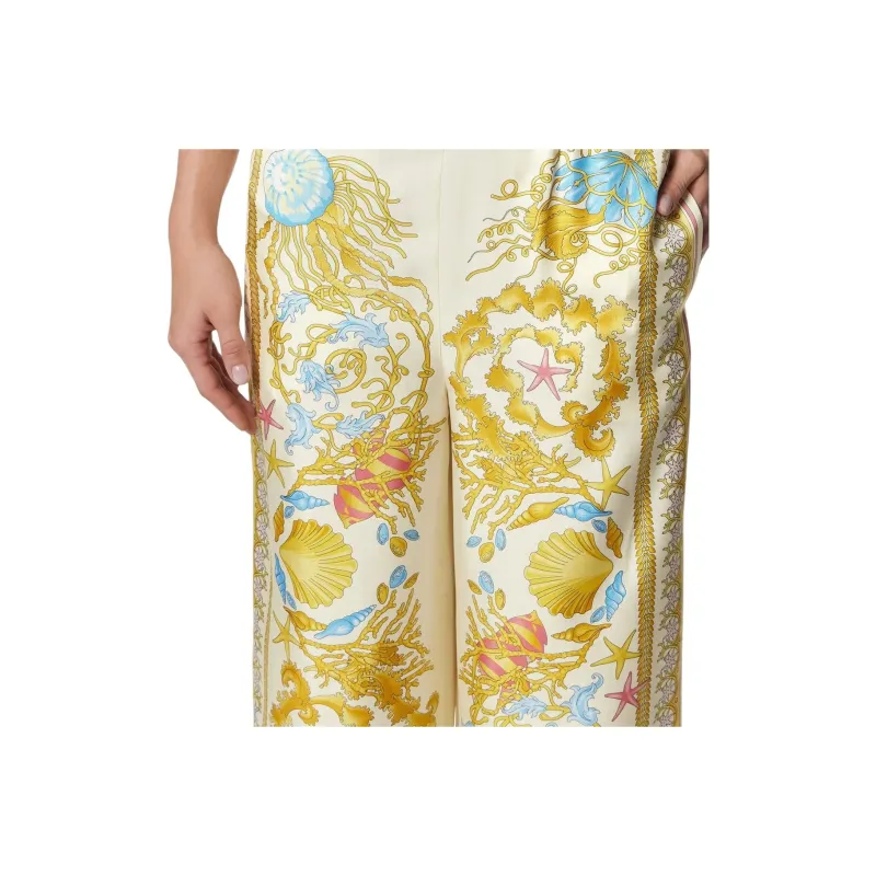 VERSACE Underwater Barocco Silk Trousers-4
