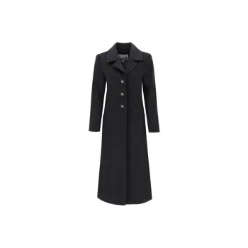 GANNI Single-breasted Wool Blend Midi Coat