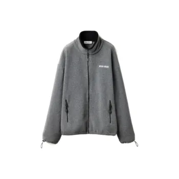 MIU MIU Fleece Zip Sweatshirt 'Grey'