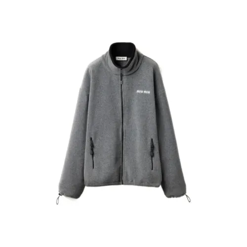 MIU MIU Fleece Zip Sweatshirt 'Grey'