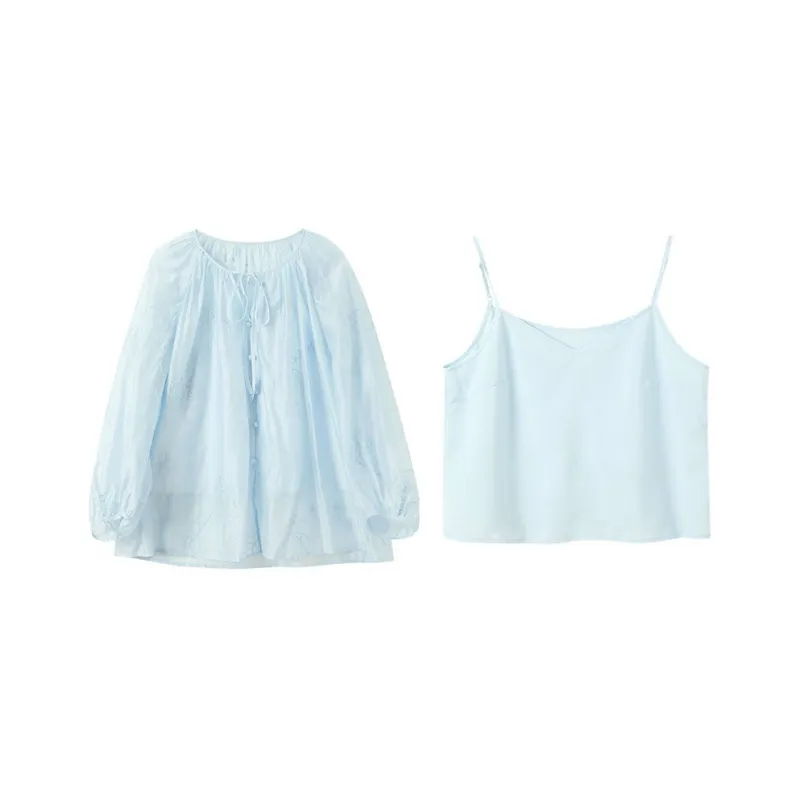 3COLOUR Chiffon Shirt Women's Lake Blue-0
