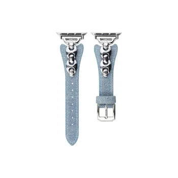 KVZUVUU Watch Band Apple Compatibility Metal, Denim Material