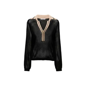 Dorothee Schumacher Contrasting Collar Semi-sheer Knitted Blouse