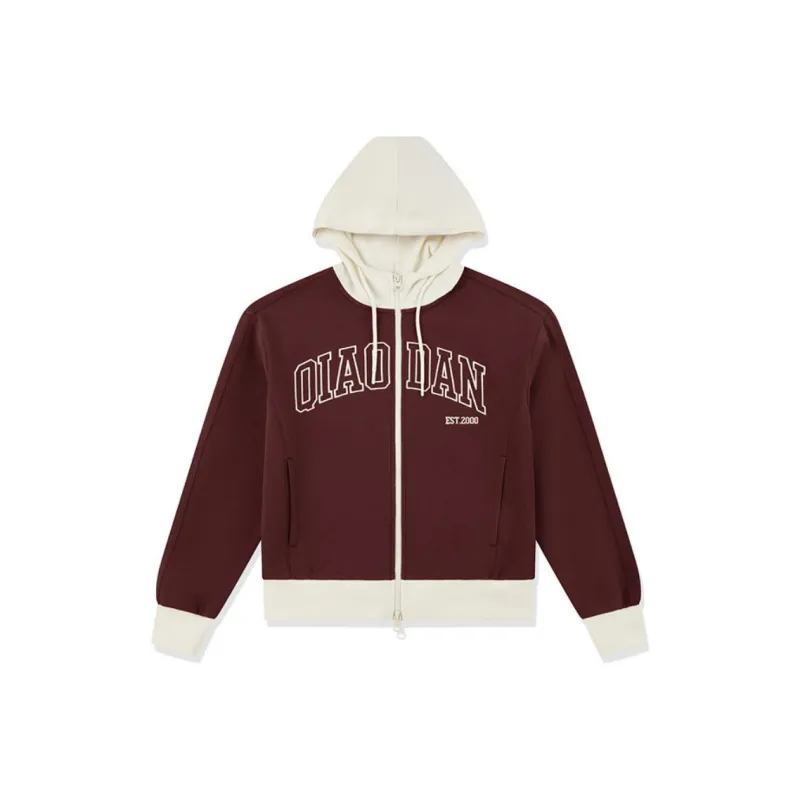 QIAODAN Sports Life Collection Knitwear Women's Boge Red/Cream White-0
