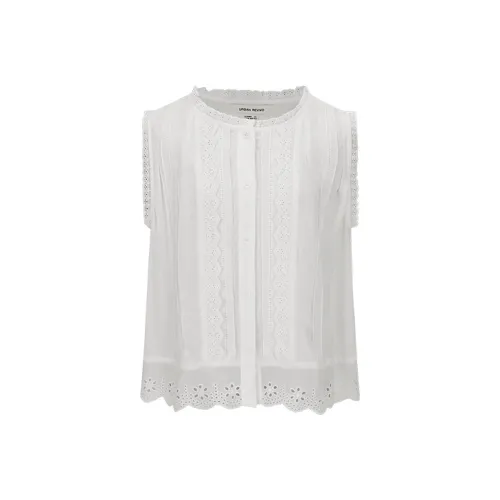 URBAN REVIVO Boho Style Shirt Women's Raw White