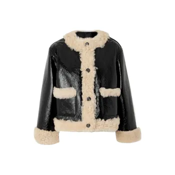 GUCCI Curly Shearling Jacket 'Black/Ivory'