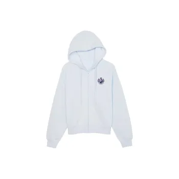 Victoria's Secret PINK IVY FLEECE FULL ZIP HOODIE/Hydrangea Blue Sweatshirt Women's Flower Basket