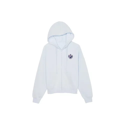 Victoria's Secret PINK IVY FLEECE FULL ZIP HOODIE/Hydrangea Blue Sweatshirt Women's Flower Basket