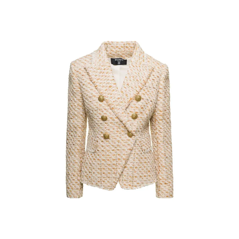 BALMAIN Double Breasted Tweed Jacket-0