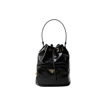 PRADA Duet Lambskin Bucket Bag Handbag Women's Black