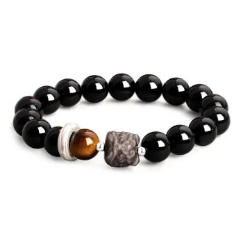 Lao Feng Xiang Natural Obsidian Bracelets Unisex
