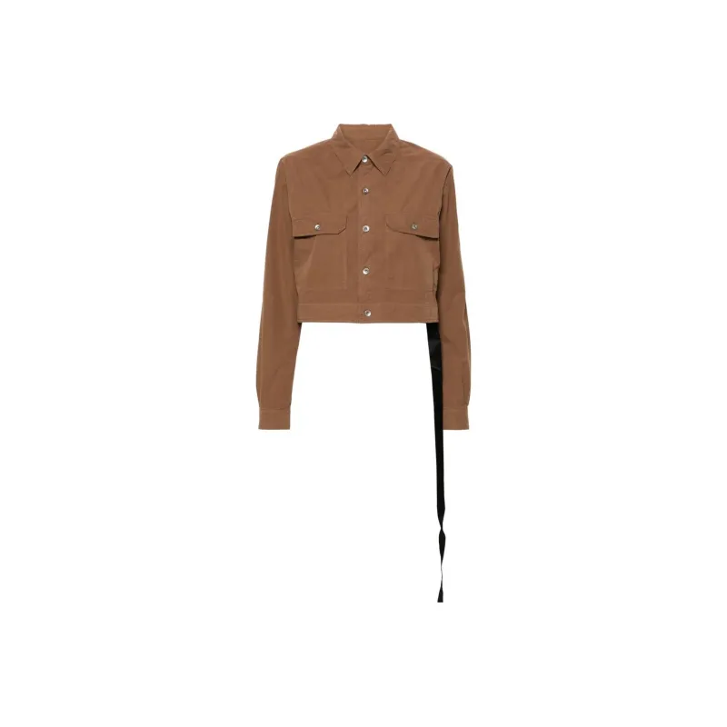 Rick Owens DRKSHDW Cape Sleeve Cropped Outershirt Jacket 'Khaki/Brown'-0