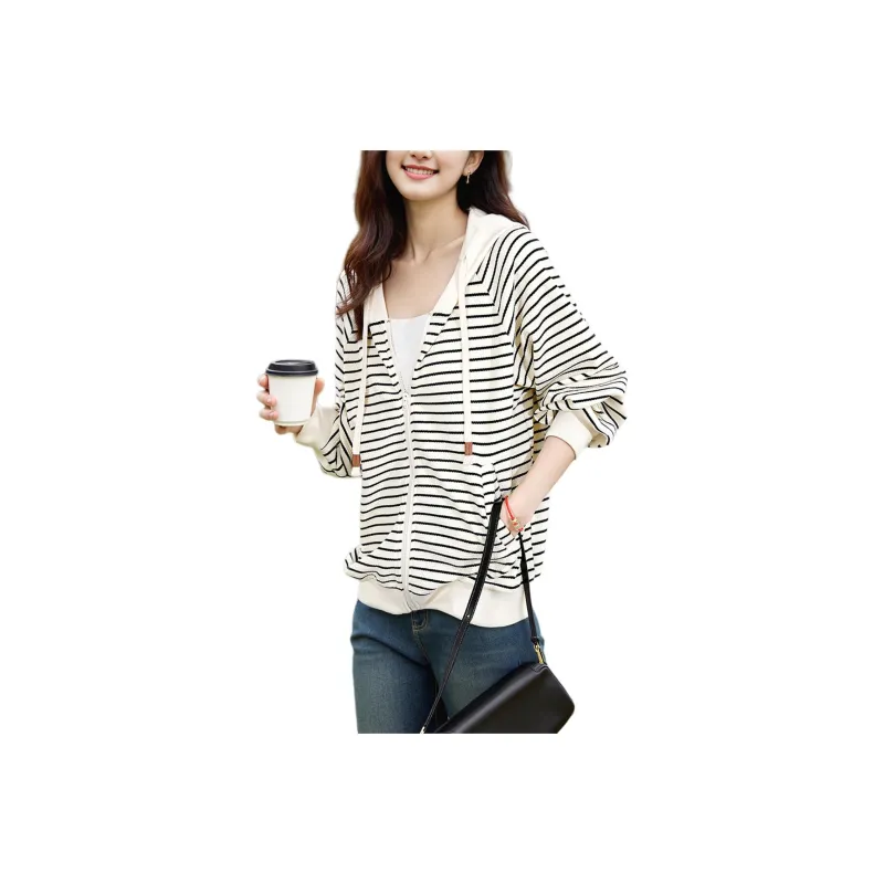 Wbwq Sweatshirt Women's Apricot Base With Black Stripes-0