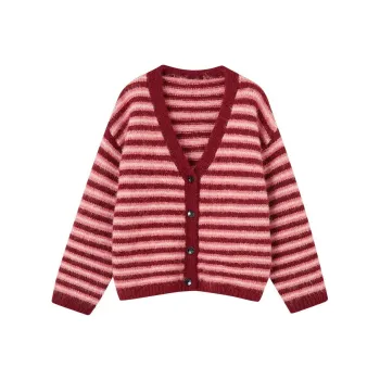 【dme】 Knitwear Women's Red White Stripes