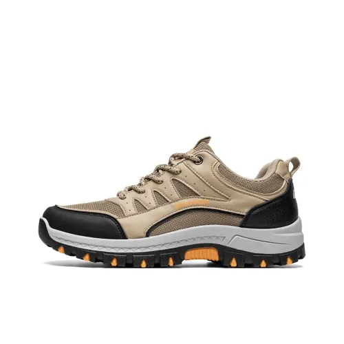 Warrior Slip Resistant, Abrasion Resistant, Breathable, Lightweight Low Top Hiking Shoes Men's Khaki Black