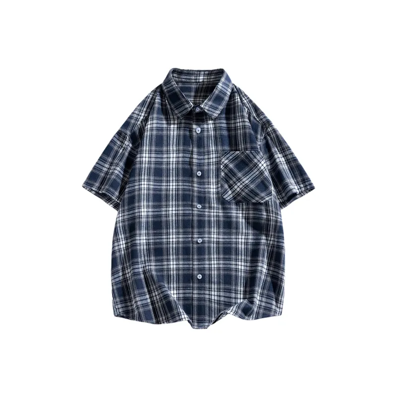 ROBINHOOD Shirt Unisex Navy Blue Plaid-0