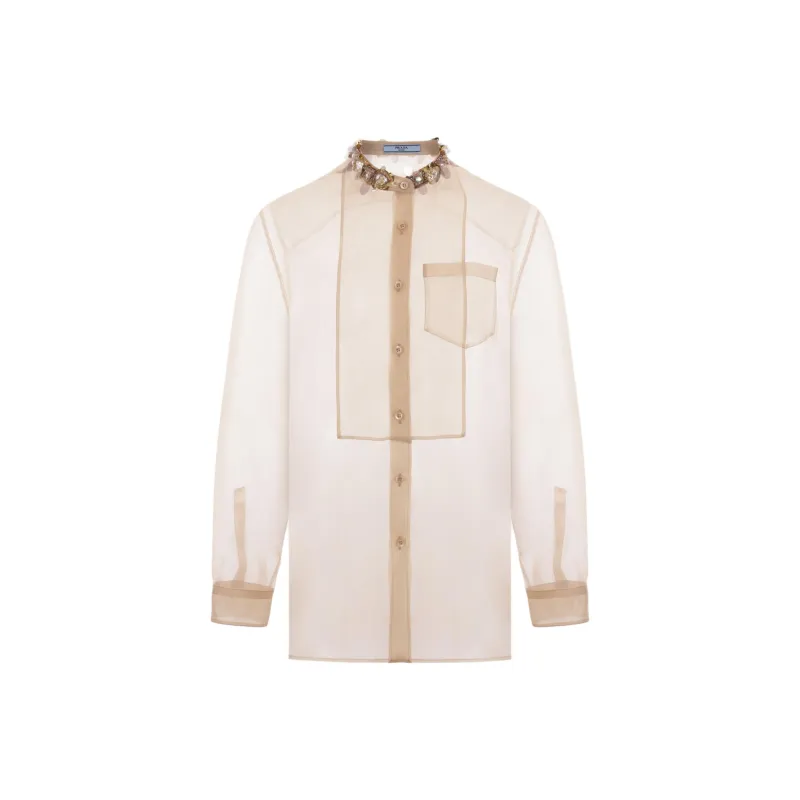 PRADA Organza Shirt Shirt Women's Beige-0