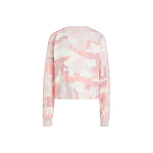 Adidas Free Shipping With AdiClub Essentials 3-Stripes Camo-Print Cropped Sweatshirt