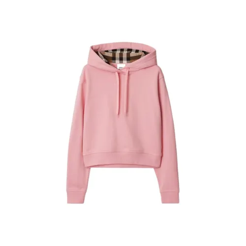 Burberry Cropped Cotton Hoodie Sweatshirt Women's Pink
