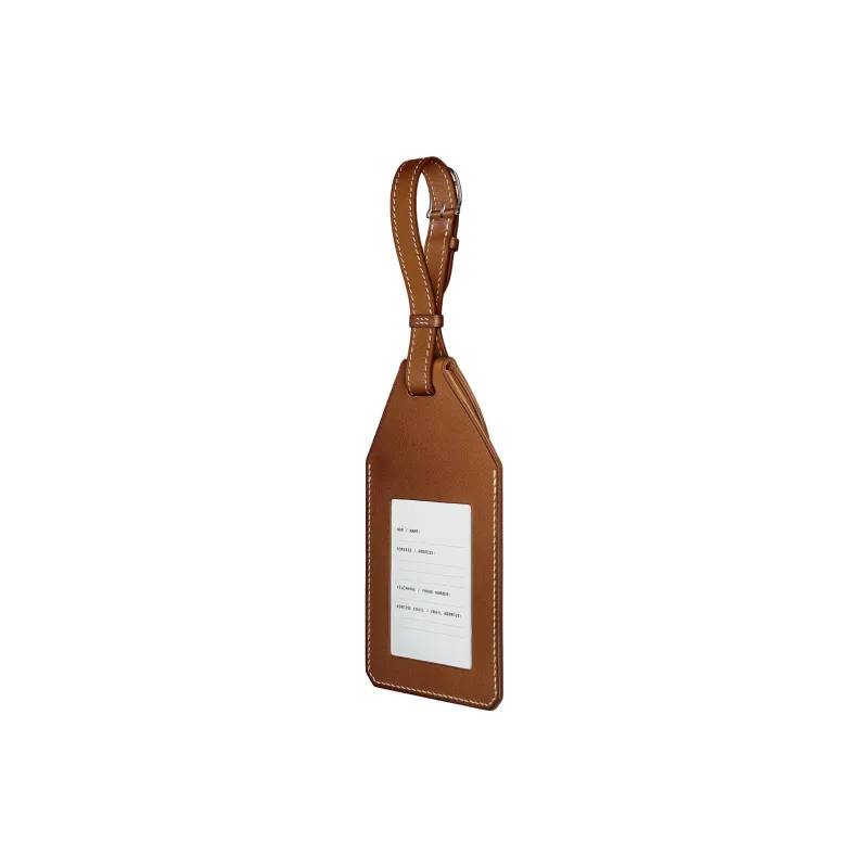 HERMES Apple AirTag Barenia Calfskin Luggage Tag Unisex 34 Fauve Light Tawny-2