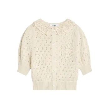CELINE Cropped Cardigan In Pointelle Cotton
