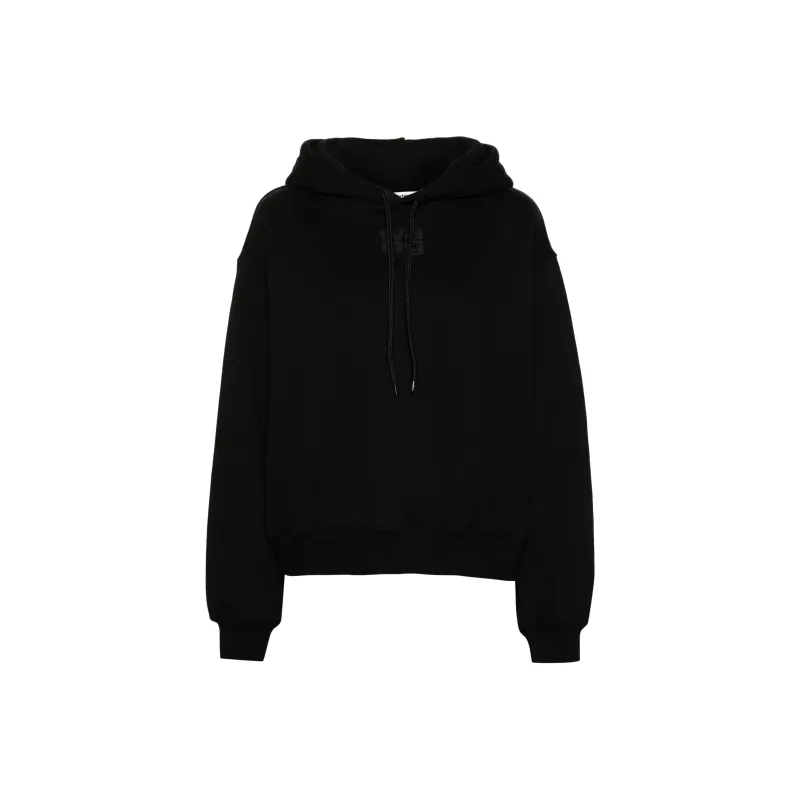 T By Alexander Wang Essential Terry Puff Paint Logo Hoodie Black-0