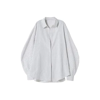 SOON FLOWER Spring Shirt Women's Black White Stripes