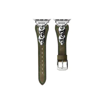 KVZUVUU Watch Band Apple Compatibility Metal Genuine Leather Material