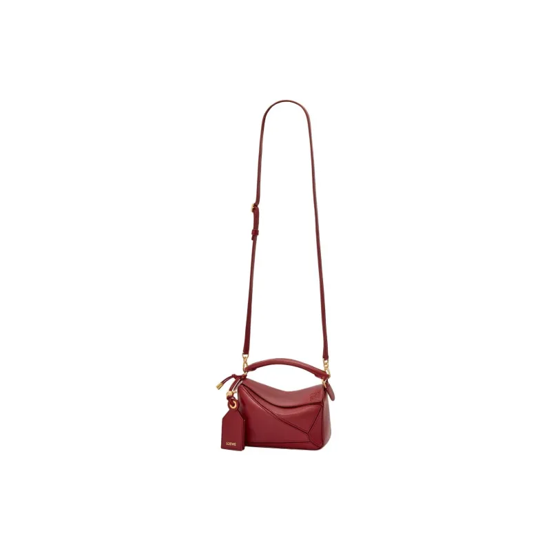 LOEWE Puzzle Lambskin Puzzle Bag One Shoulder Handbag Mini Women's Burnt Red-3