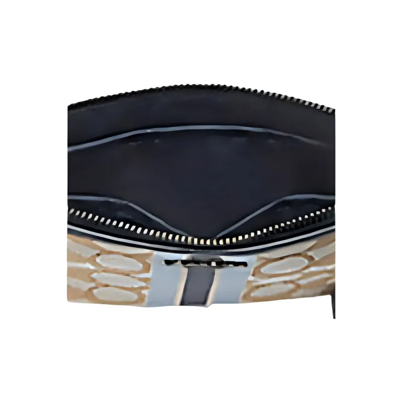 COACH Wristlet Leather Clutch Women's Khaki & Blue-3