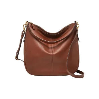 FOSSIL Leather Hobo Bag Shoulder Bag Women's Brown