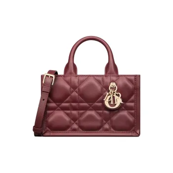 DIOR BookTote Cow Leather Tote Bag, Shopping Bag, Shoulder Bag, Handbag Mini Women's Dahlia Red