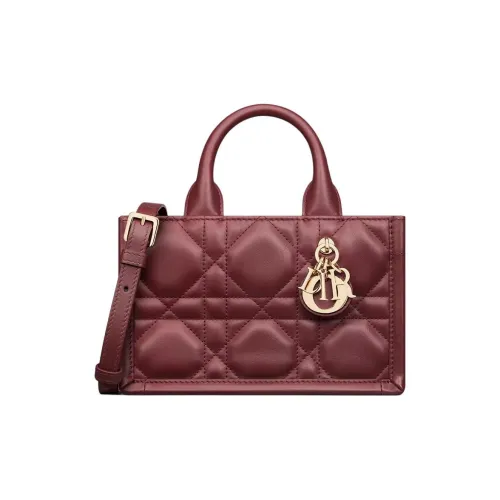 DIOR BookTote Cow Leather Tote Bag, Shopping Bag, Shoulder Bag, Handbag Mini Women's Dahlia Red